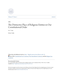 The Distinctive Place of Religious Entities in Our