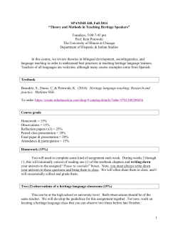 1 SPANISH 440, Fall 2014 &ldquo;Theory and Methods in