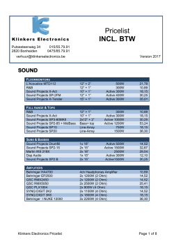 Pricelist INCL. BTW - Klinkers Electronics