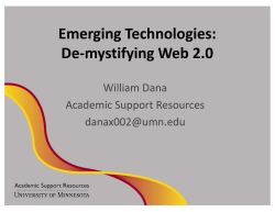 Emerging Technologies: De-mystifying Web 2.0