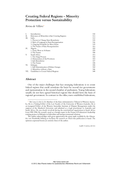 Creating Federal Regions &ndash; Minority Protection versus