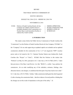 Order 2016-794 Updates and Revisions to Schedules