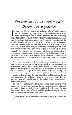 Pennsylvania Land Confiscations During The Revolution