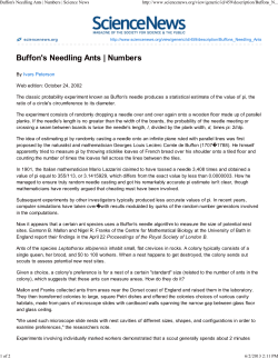 Buffon`s Needling Ants | Numbers | Science News