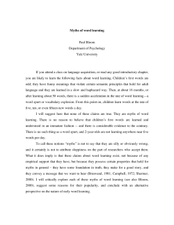 Myths of word learning Paul Bloom Department of