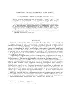 COMPUTING DISCRETE LOGARITHMS IN AN INTERVAL 1