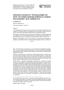 Interactive comment on &ldquo;Turning sunlight into stone: the oxalate