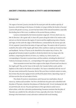 ANCIENT CYNOURIA: HUMAN ACTIVITY AND ENVIRONMENT
