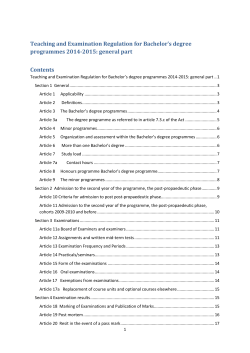 Teaching and Examination Regulation for Bachelor`s degree