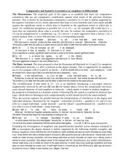 Comparative and Equative Correlatives as Anaphora to Differentials