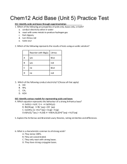 Chem12 Acid Base (Unit 5) Practice Test