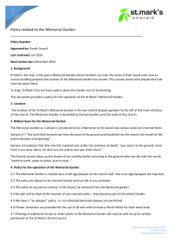 Policy related to the Memorial Garden