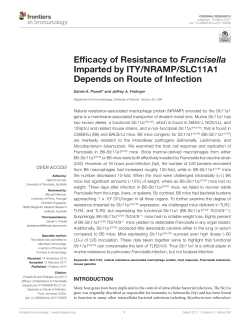 Efficacy of Resistance to Francisella Imparted by ITY/NRAMP
