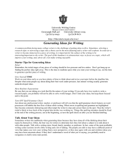 Generating Ideas for Writing - School of Liberal Arts