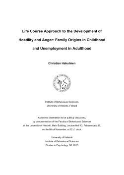 Life Course Approach to the Development of Hostility and