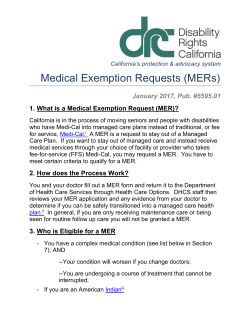 Medical Exemption Requests (MERs)