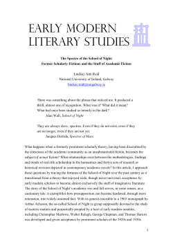 The Spectre of the School of Night: Former Scholarly Fictions and