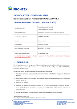 Pooled Resources Officer - Frontex