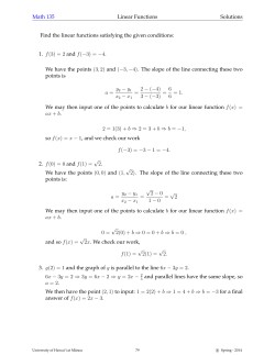 Math 135 Linear Functions Solutions Find the linear functions