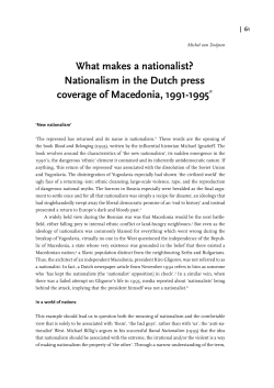 Nationalism in the Dutch press coverage of Macedonia, 1991-1995