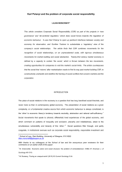 Karl Polanyi and the problem of corporate social