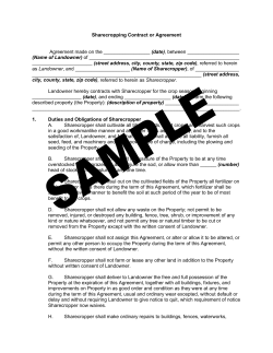 Sharecropping Contract or Agreement