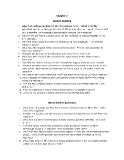 1. Why did Britain implement the Navigation Acts? What were the