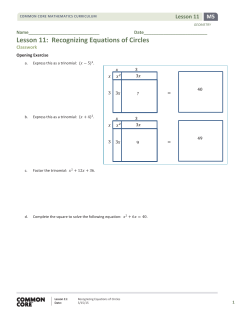 Lesson 11: Recognizing Equations of Circles