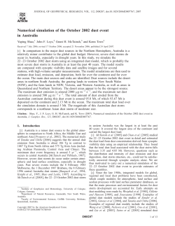 Numerical simulation of the October 2002 dust event in Australia
