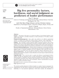 Big five personality factors, hardiness, and social judgment as