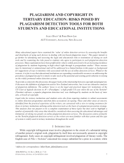 plagiarism and copyright in tertiary education: risks posed