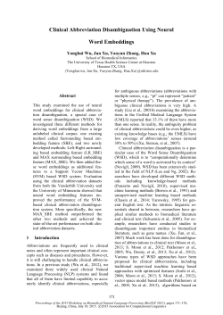 Clinical Abbreviation Disambiguation Using Neural Word Embeddings
