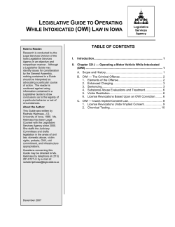 Legislative Guide to Operating While Intoxicated