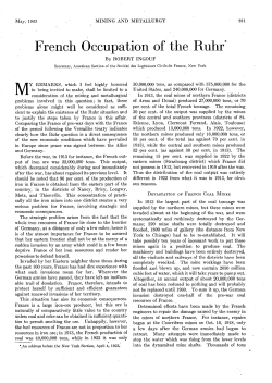 Mining and Metallurgy - 1923 - French Occupation of the Ruhr