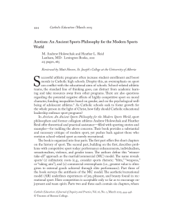 Aretism: An Ancient Sports Philosophy for the Modern Sports World