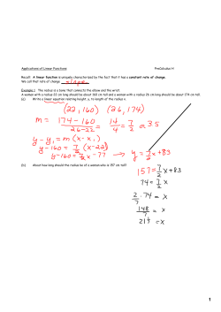 Applications of Linear Functions PreCalculus H