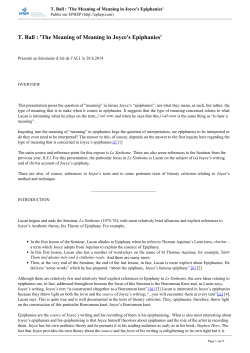 T. Ball : `The Meaning of Meaning in Joyce`s