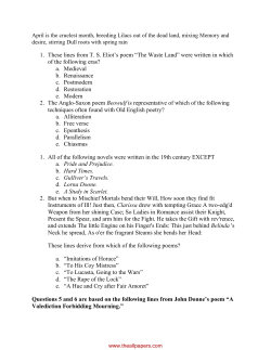 English Literature Exam Practice Questions