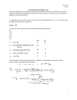 1 Ch 8 and 9 Practice Problems - KEY The following problems are