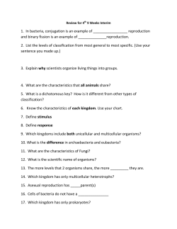 1. In bacteria, conjugation is an example of reproduction and binary