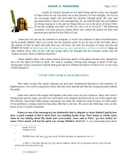 SATAN&acute;S MINISTERS Page 1 of 6 Lucifer by iniquity became an evil