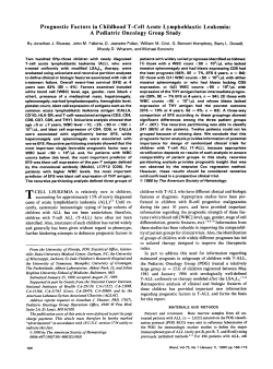 Prognostic Factors in Childhood T-cell Acute