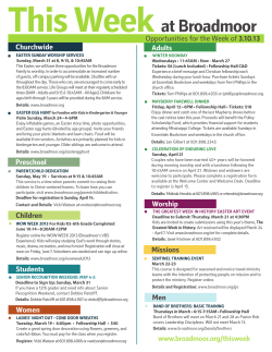 This Week at Broadmoor - Broadmoor Baptist Church