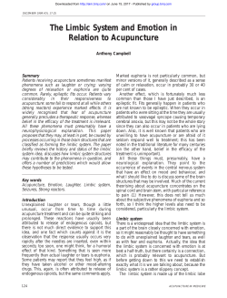 The Limbic System and Emotion in Relation to Acupuncture