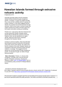 Hawaiian Islands formed through extrusive volcanic activity