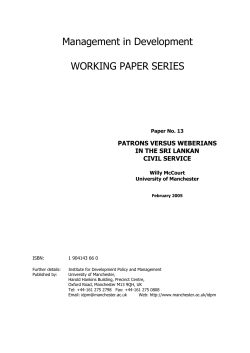 Patrons Versus Weberians in the Sri Lankan Civil Service