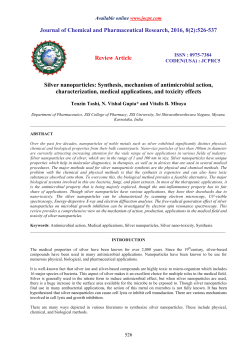 Silver nanoparticles - Journal of Chemical and Pharmaceutical
