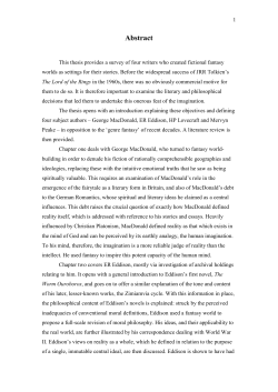 Secondary Worlds in Pre-Tolkienian Fantasy Fiction