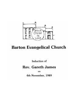 Order of service, induction of Gareth James as pastor
