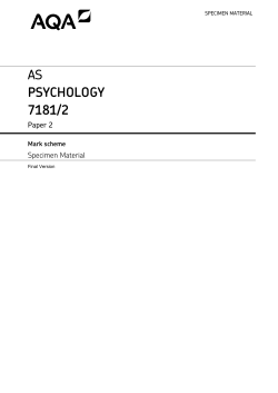 AS Psychology Specimen mark scheme Paper 2